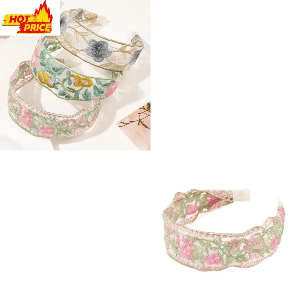 

Antique Embroidery Flower Lace Headband for Modern and Traditional Costume Dressingup Hairhoop For Special Occasion