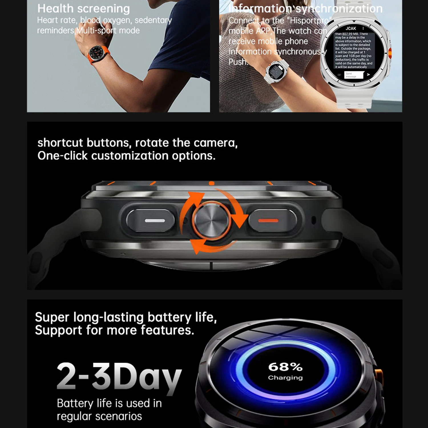 4G Smart Watch 8 Ultra GPS Compass NFC WIFI Function Sport Watch 32GB Memory AMOLED HD Screen BT Call Heart Rate 2025 New Watch