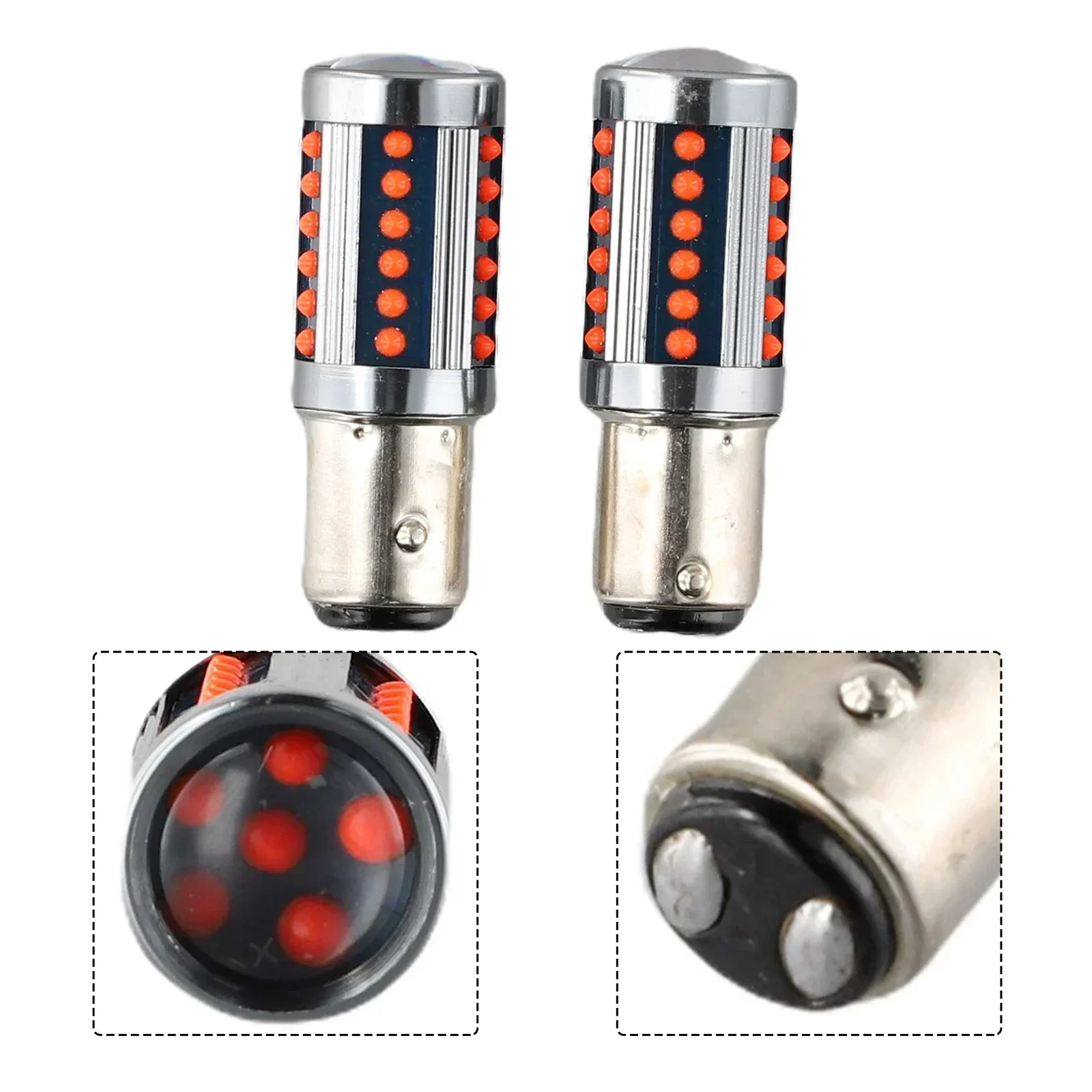 2× 1157 LED Light Bulb Top Accessory 2pcs Set Brake Light DC/AC 12V-24V Plug And Play Super Bright Aluminum Car