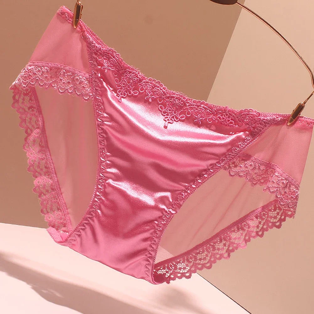 Women\'s Panties Smooth Sexy Lingerie Seamless Underpants Satin Woman Lace Underwear Breathable Thongs Comfortable Shiny Bikini