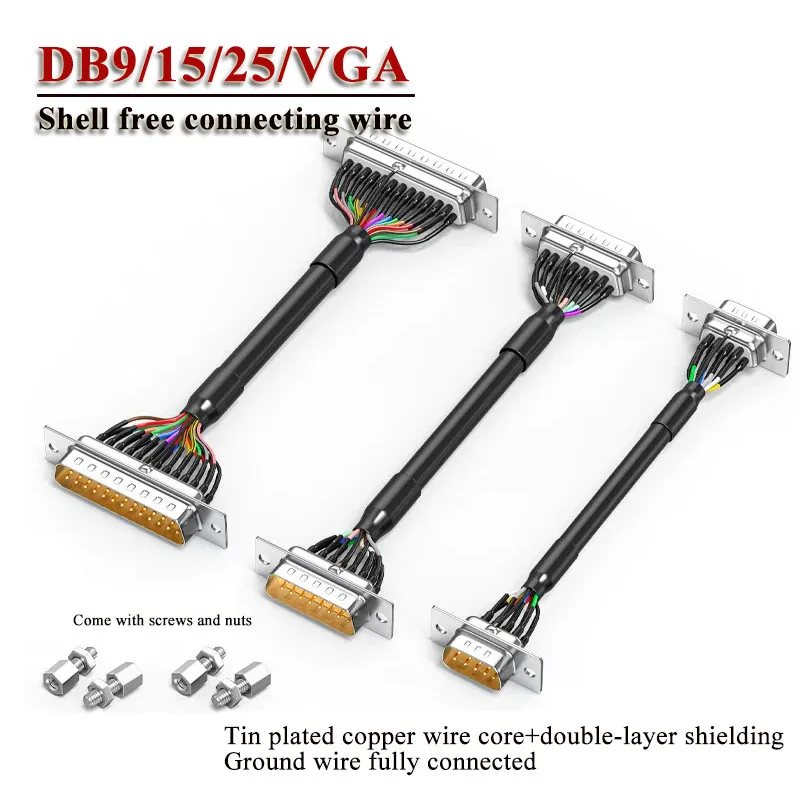 DB9/DB15/DB25 Shielded Line RS232 Serial Port Wire Panel Fixed 9 15 25 Pin Connection Cable Harness Sleeve Heat Shrink Tubing
