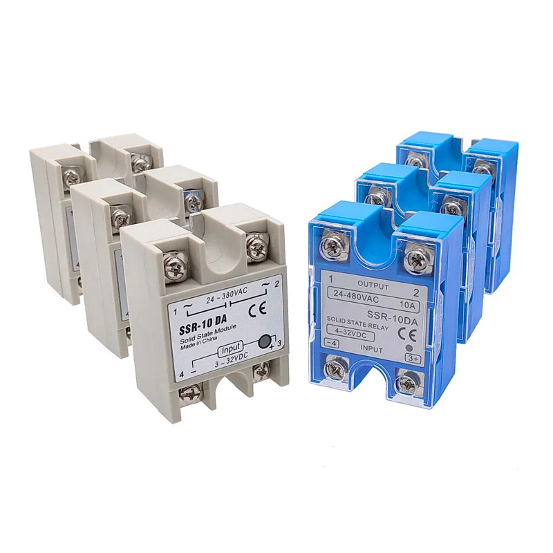 1PCS SSR 10 25 40 60 80 100 120DA DC DD control AC/DC control DC SSR white or blue shell Single phase Solid state relay