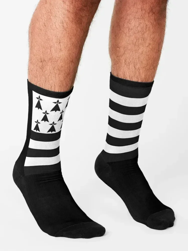 Flag of Brittany Drapeau Breton Gwenn-ha-du Ermine black and White HD HIGH QUALITY ONLINE STORE Clas Socks