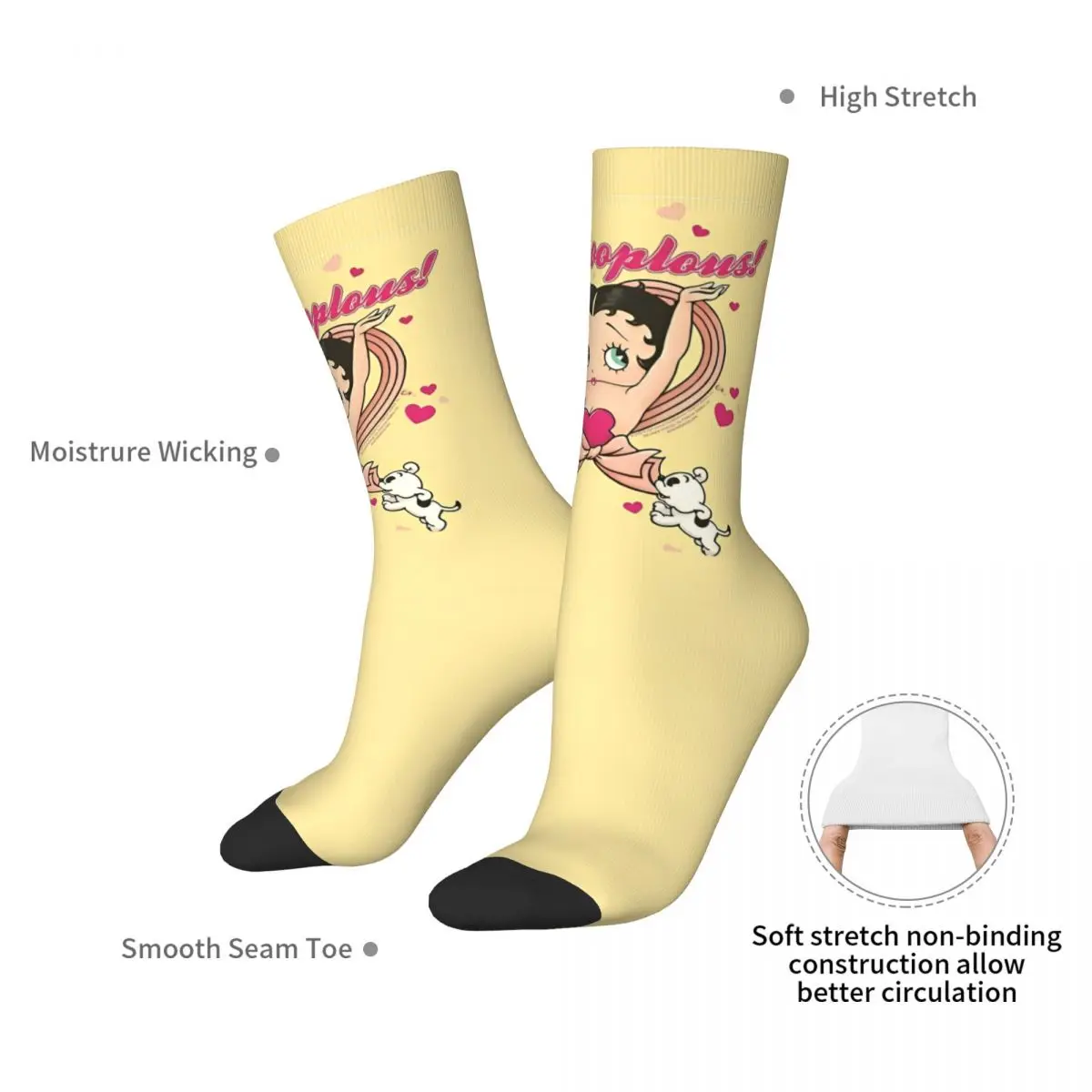 Mrs Boop-Calcetines góticos de dibujos animados para hombre y adulto, medias de monopatín suaves, medias antideslizantes con patrón de invierno