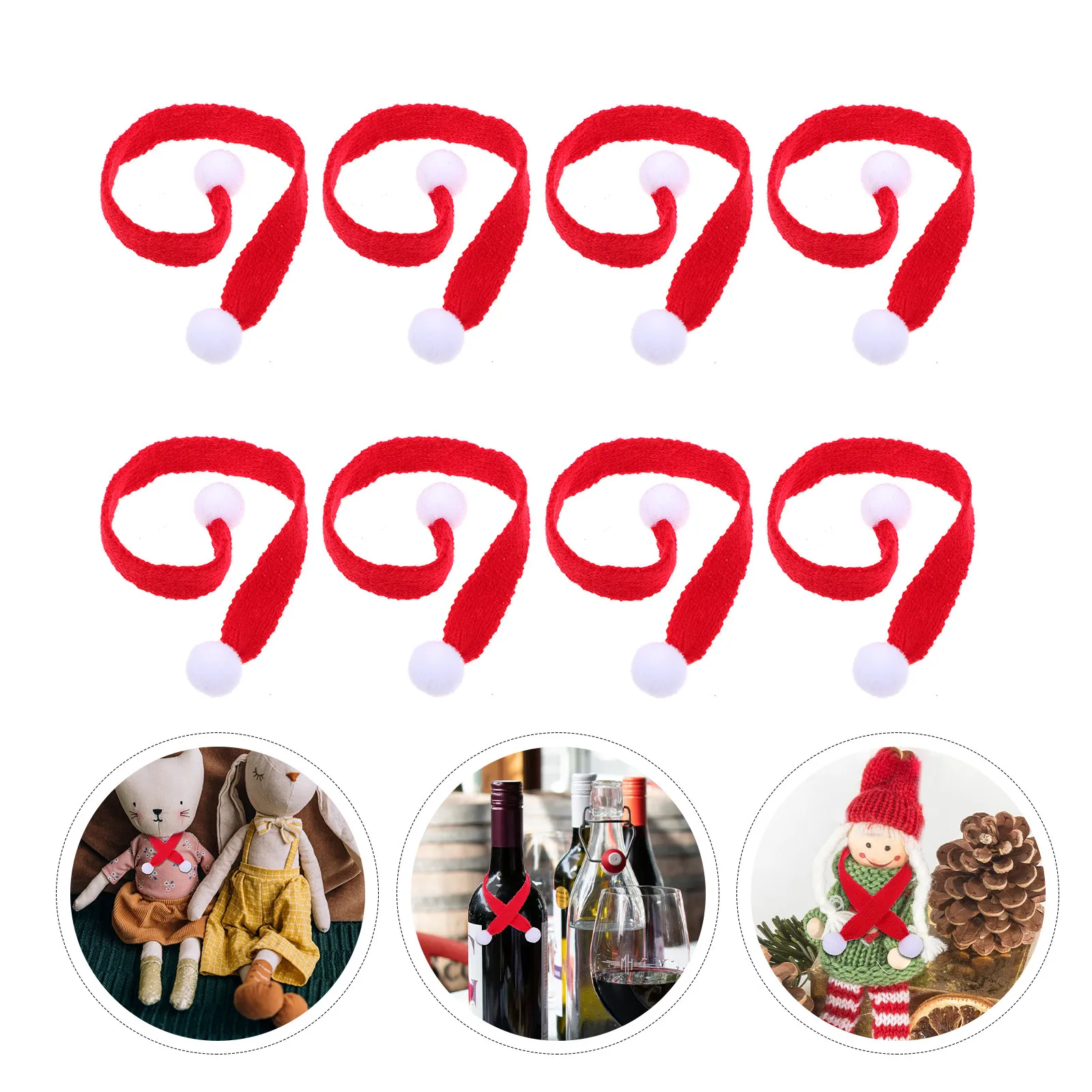 

10Pcs Mini Decorative Knitted Christmas Scarfs Lovely Neckerchiefs for Festive Party Photo Shoot Christmas Accessories