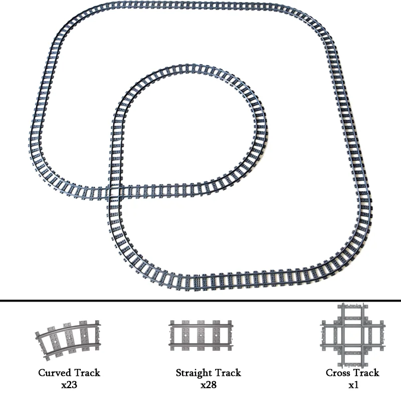 Stadt Zug Gleise DIY MOC Set Gerade Gebogene Flexible Schienen Schalter Gabel Bausteine Kreative Spielzeug für Kinder Modell Montage – Detail 16