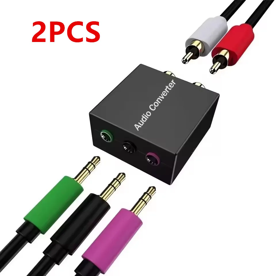 

2PCS 5.1 Audio Console Adapter Convert Stereo RCA to 3 x 1/8 (3.5mm) Jack Bidirectional Conversion for 5.1 Multimedia Speaker