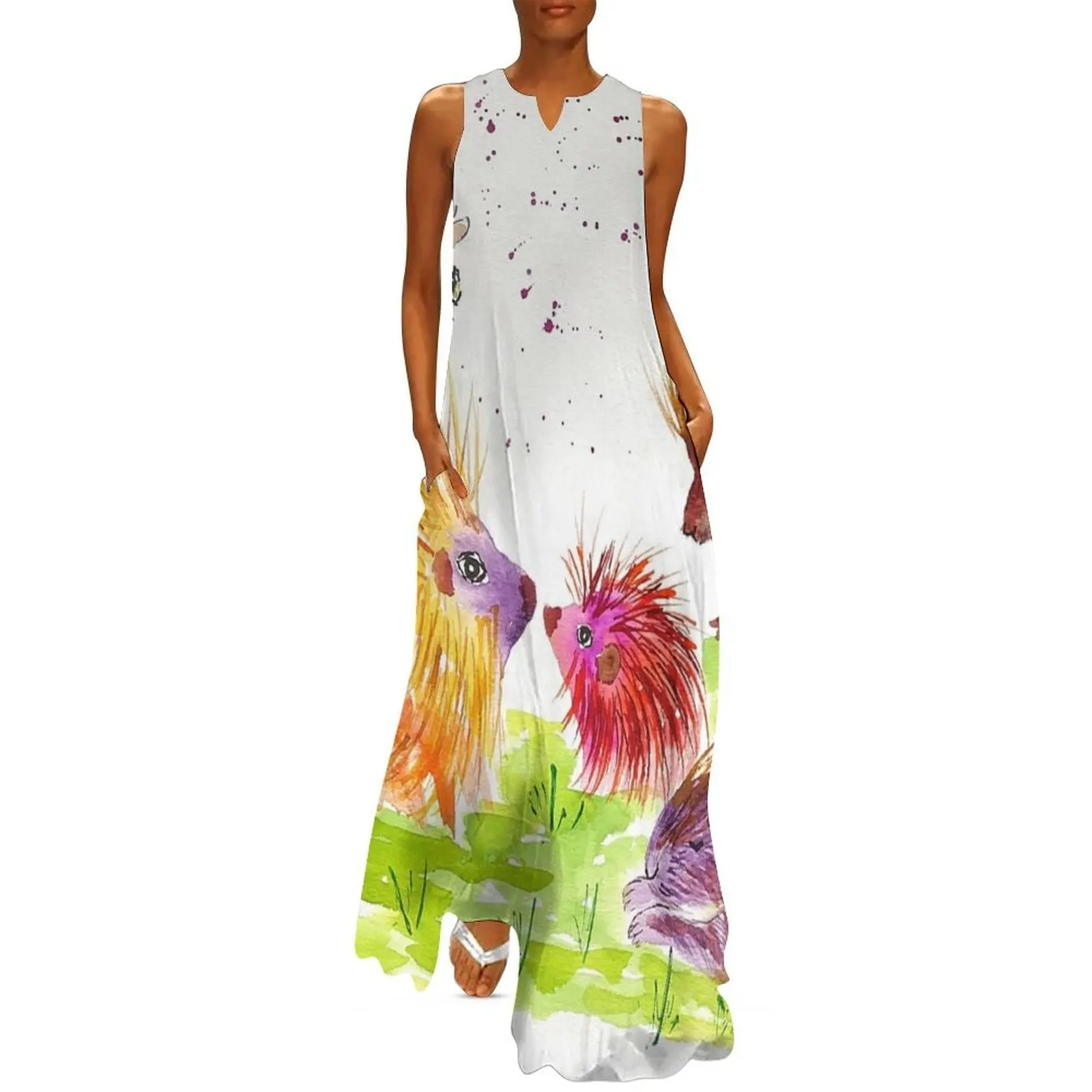 

Colorful Porcupines among flowers Long Dress summer woman dress 2025 elegant women's dresses for wedding Dress