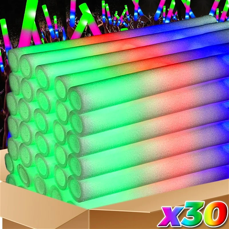 عصي توهج إسفنجية ملونة LED أنابيب يهتف مضيئة لأعياد الميلاد وحفلات الزفاف وأعياد الميلاد والهالوين مستلزمات ديكور حفلات الأطفال تتوهج في لعبة داكنة