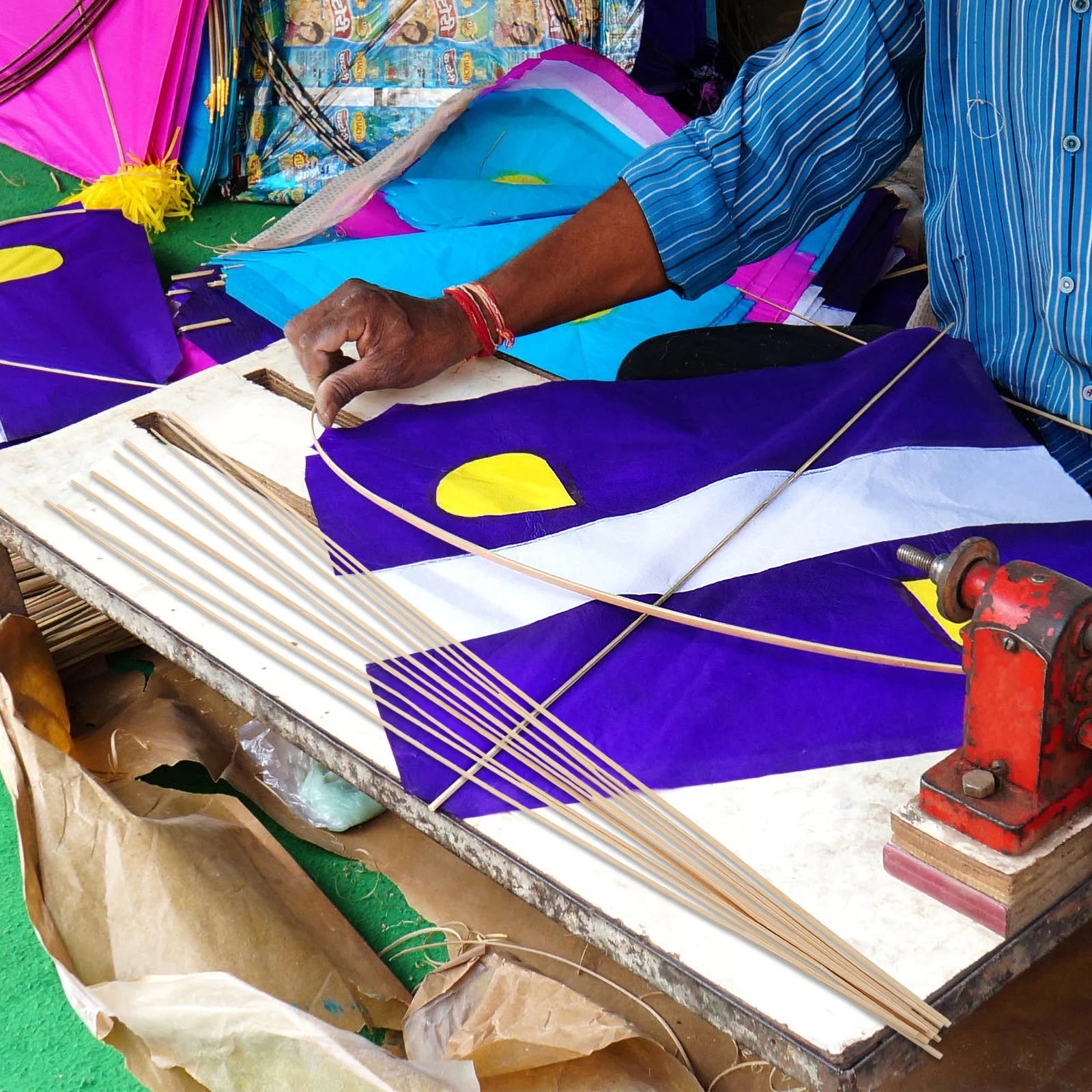 Palos de soporte para cometas de bambú duraderos, Kit de fabricación de cometas para niños, suministros para proyectos artesanales, cometas para decoración, 10 Uds.