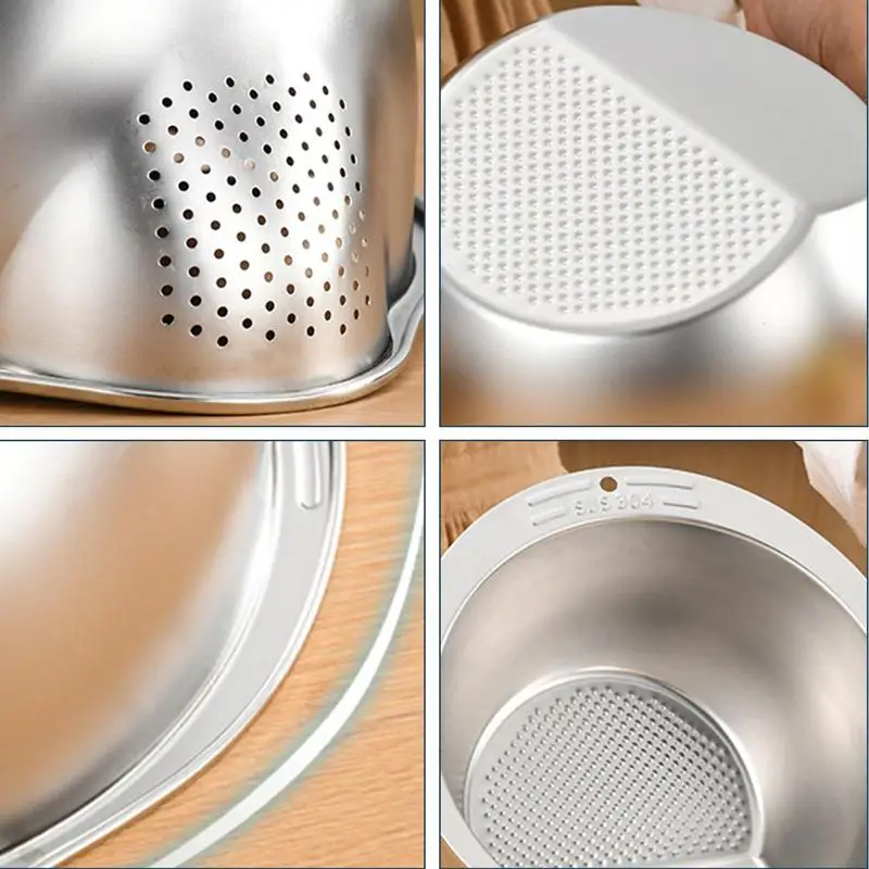 Rice Washer Strainer Bowl Stainless Steel Rice Washing Bowl Rice Sieve Colander Fruit And Vegetable Strainer Kitchen Tools