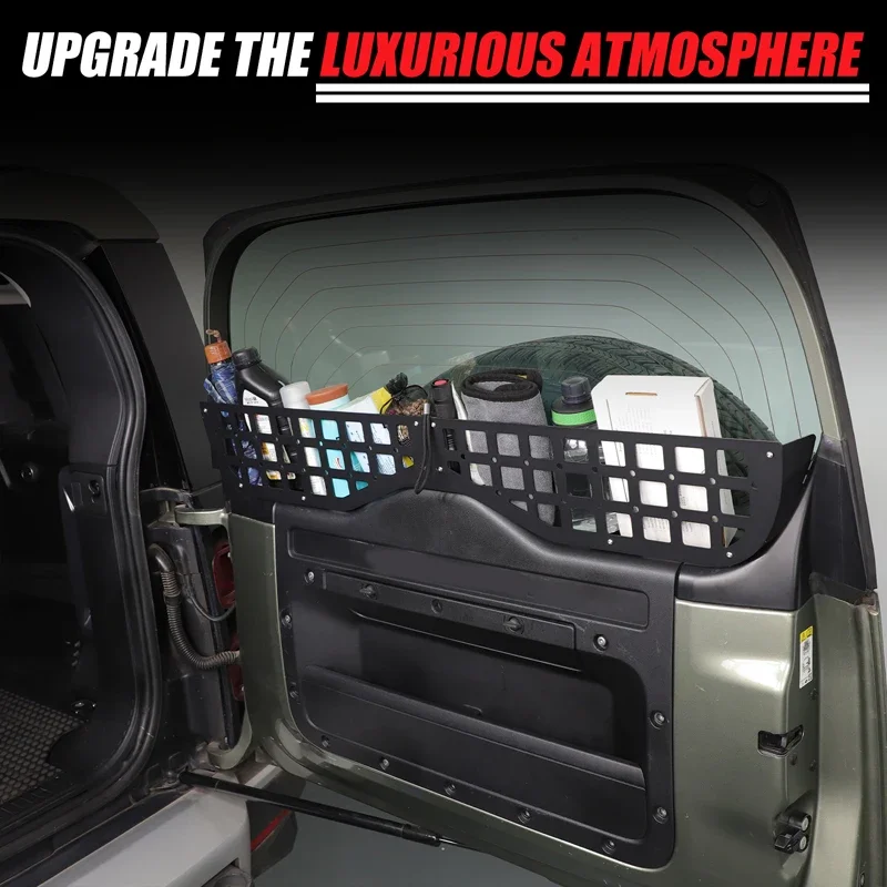 

Aluminum Alloy Black Car Tailgate Window Storage Fence Panel For Land Rover Defender 90 110 130 2020-25 Interior Car Accessories