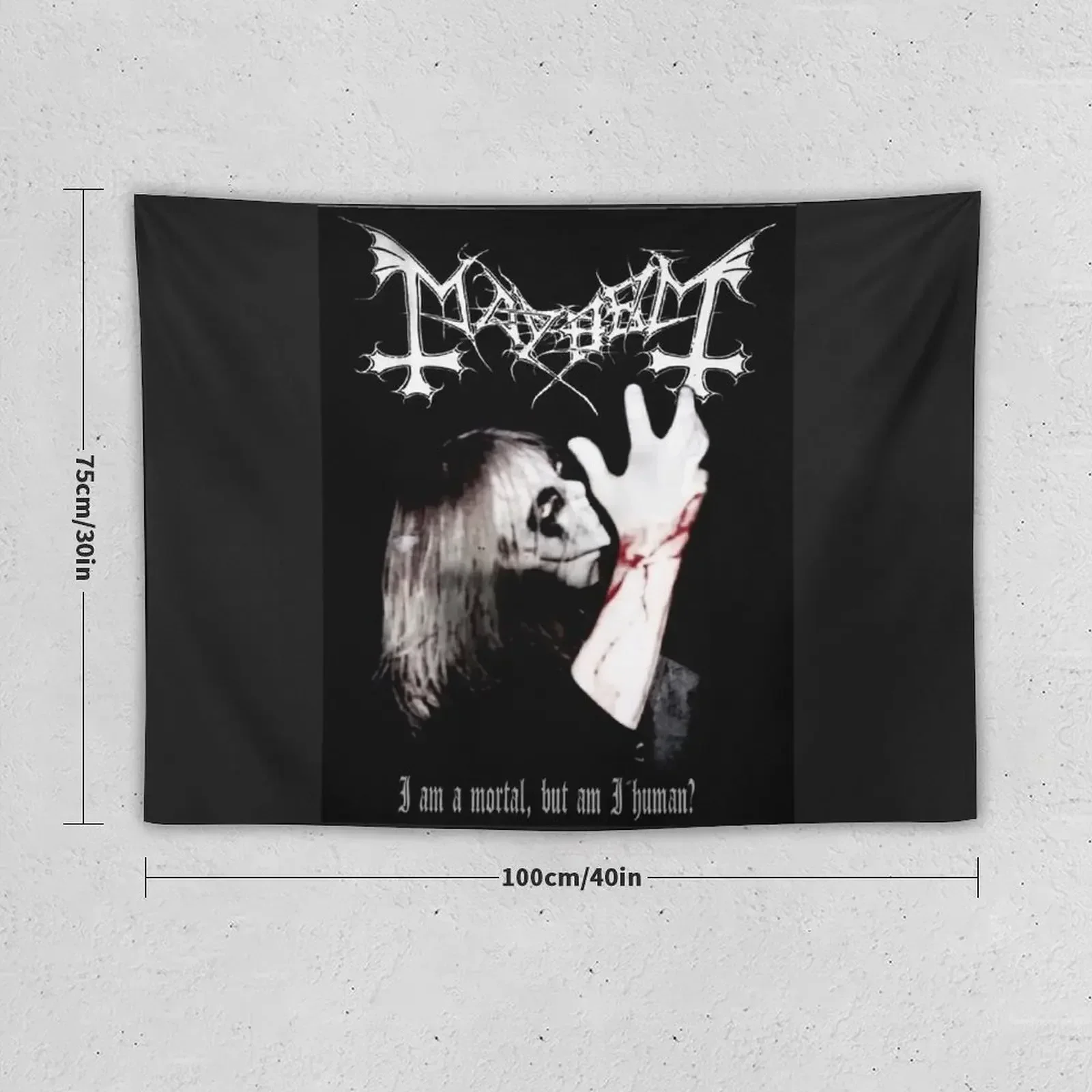 Mayhem T-shirt, Mayhem Tee, Mayhem Inspired Merch, Black metal Tapestry Outdoor Decor Wall Art Tapestry