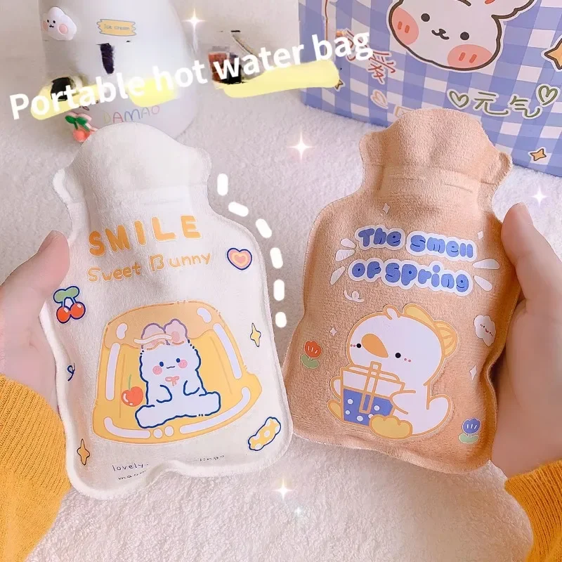 250ML bouillotte Hot Water Bottle Plush Cartoon Kawaii Bear Kat Rabbit Animal Pattern Thick Hot Water Bag Hand Feet Winter Warm