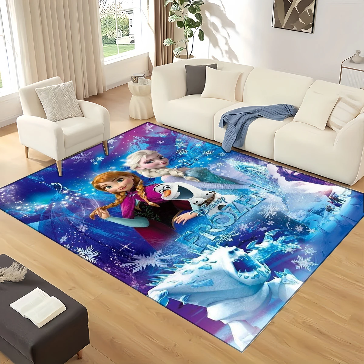 Frozen Anna Elsa Princess Cartoon Teppich für Wohnzimmer, Schlafzimmer, Zuhause, Sofa, Dekoration, Kinder, rutschfeste Bodenmatte, Weihnachtsgeschenk