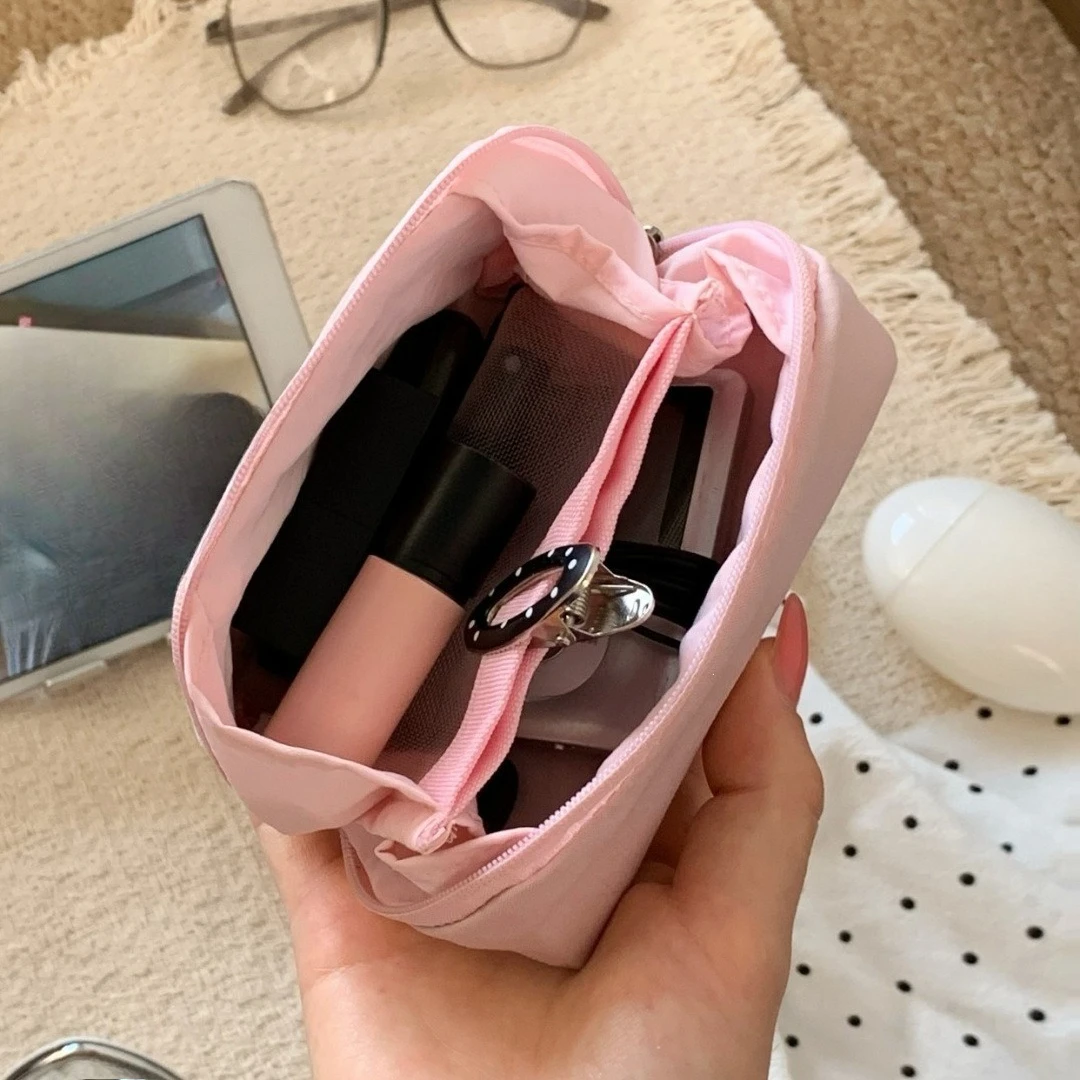 Korean Skincare Routine - 多層ポータブルメイクアップバッグ 女性用コスメティックオーガナイザー 収納ポーチ メイクアップケース 韓国学生文房具バッグ ペンシルケース