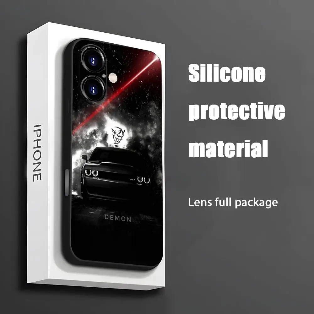 Supercar D-Do-dge Luxury LOOG Phone Case For iPhone 16 15 14 13 12 11 X XR XS 8 Plus Mini Pro Max Soft black Shockproof Cover