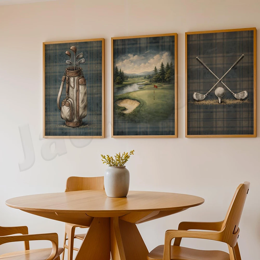 Golf art, golf course, decorative posters for a men's space, sports-themed art
