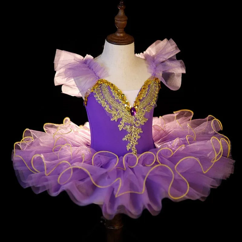 فستان توتو لرقص الباليه للفتيات ، ملابس رقص قصيرة الأكمام ، بدلة تمرين راقصة الباليه للأطفال ، تنورة ، زي أداء المرحلة المدرسية