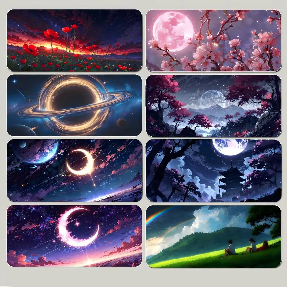 Moon Soft Beautiful Art Mouse Pad Large Gaming Mousepad with Thick Stitched Edge Non-Slip Desk Mat