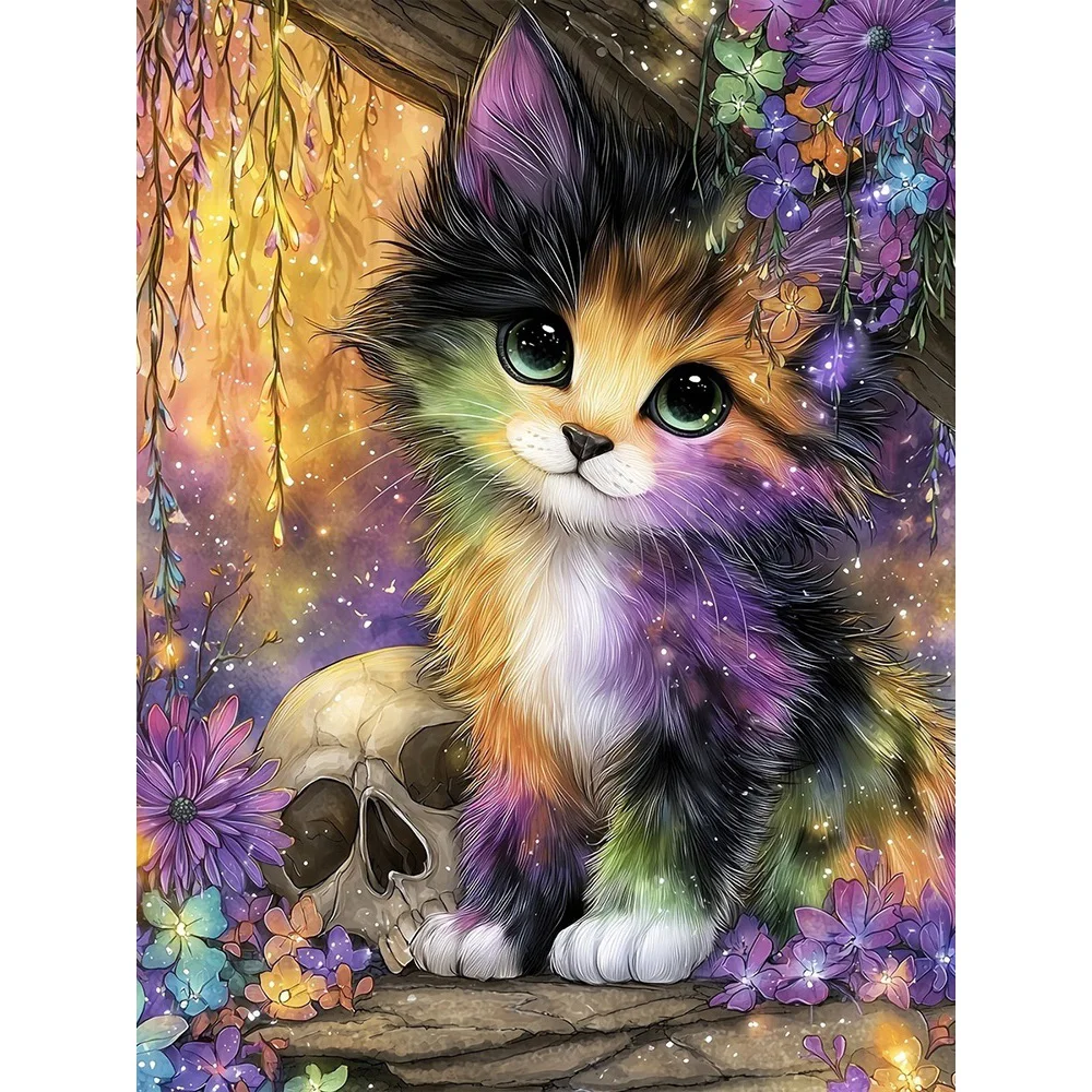 EverShine DIY 5D Diamant Malerei Katze Mosaik Skelett voller Bohrer Stickerei Kätzchen Tier Bild von Strass handgemachtes Geschenk