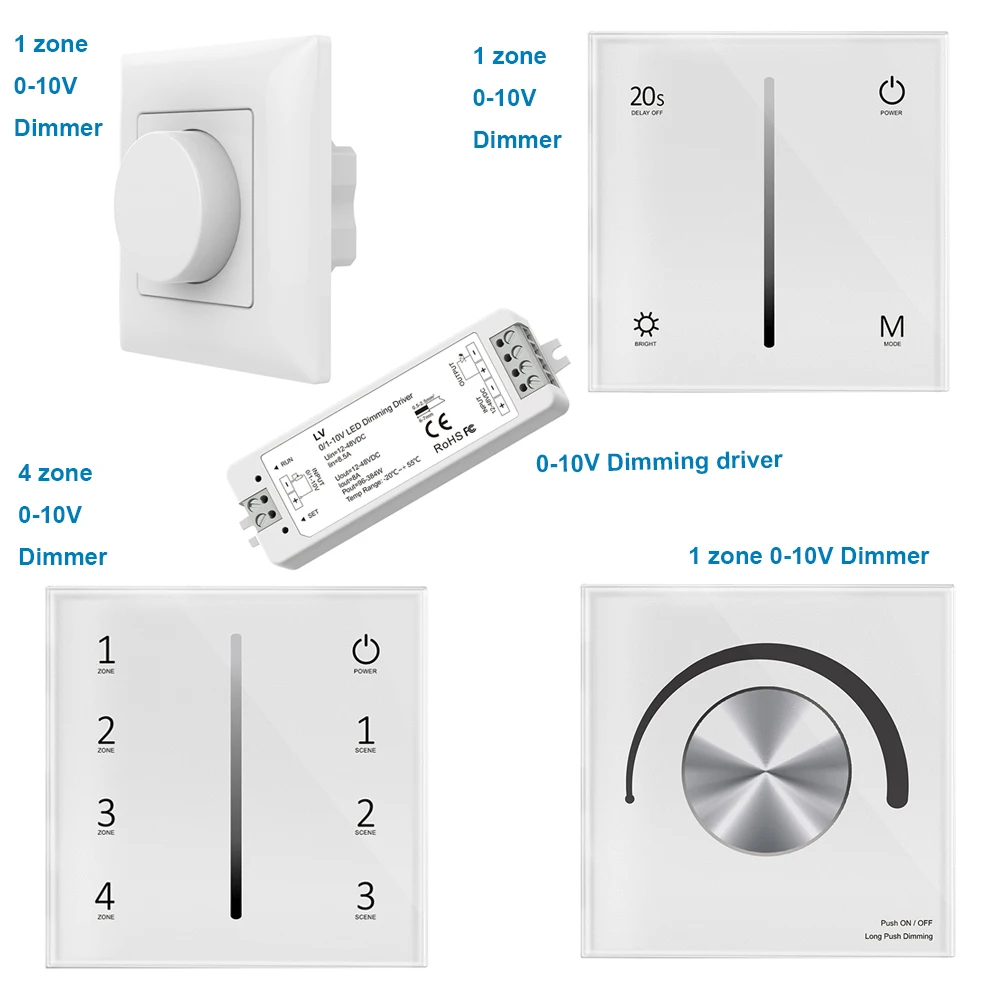 

Сенсорная настенная панель-диммер Skydance Led 0-10V 1-10V для регулировки яркости, AC100-240V, контроллер диммера для одной ленты, KL T18 T18-1 T18-2
