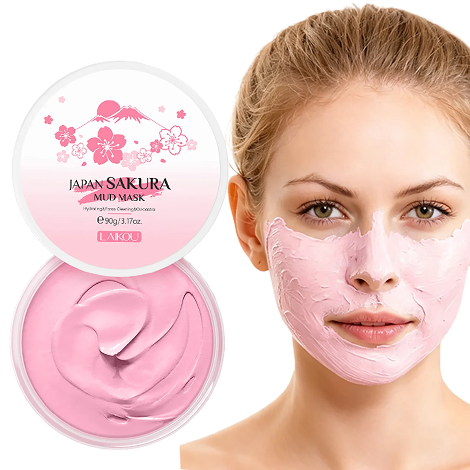 LAIKOU Japan Sakura Mud Mask Deep Cleansing Oil Control Refine Pores Remove Blackheads Brightening Facial Skin Care Mask