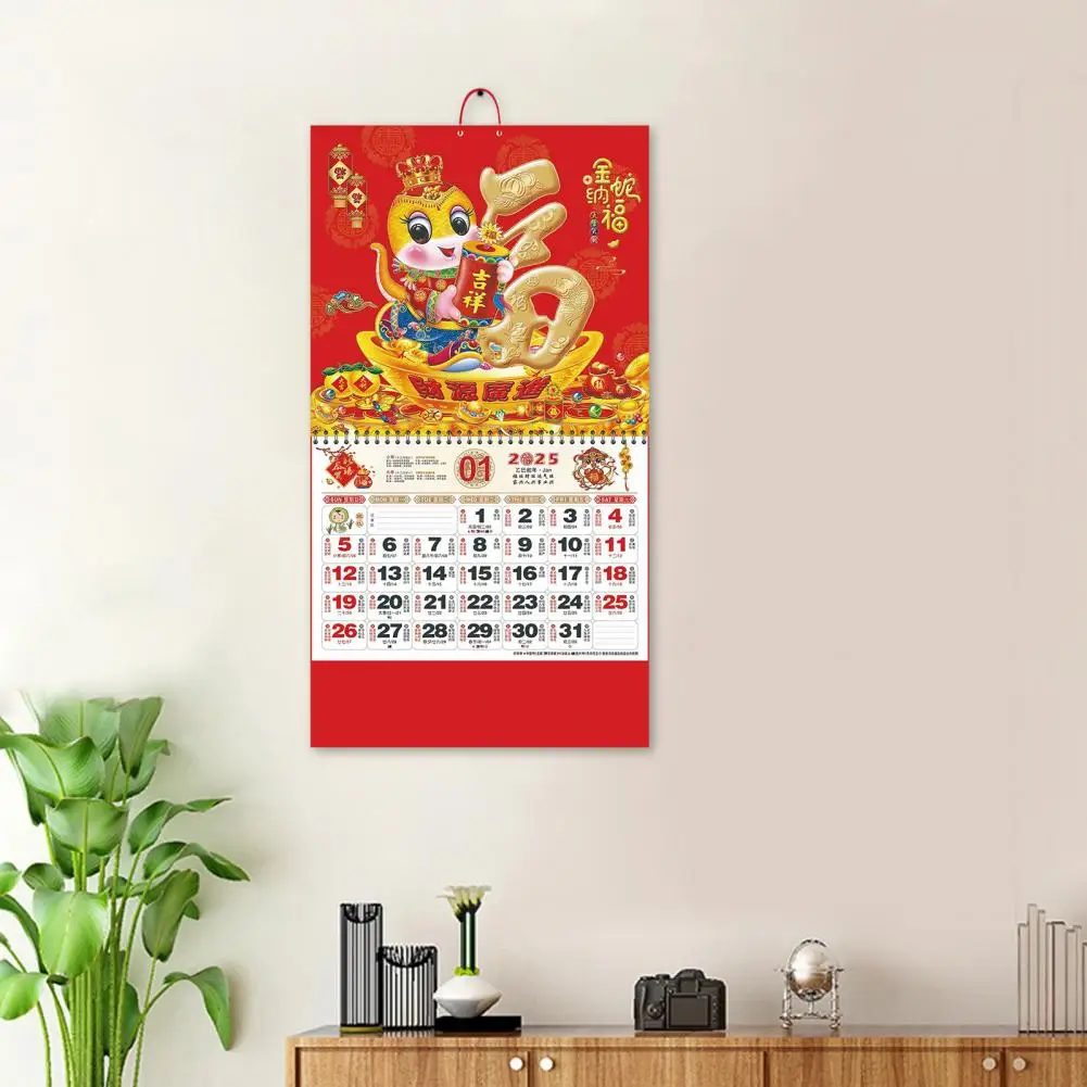 Festive Lunar Calendar Chinese Lunar Wall Calendar 2025 2025 Chinese Lunar Calendar Zodiac Snake Year Wall with Dates for Home