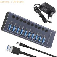X3UB 10 Port USB Hub USB3.0 Splitter Socket For Efficient Data Transfer with LEDs