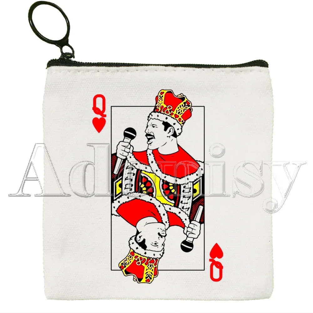 Monedero de lona Queen Freddie Mercury, monedero de colección, cartera pequeña con cremallera, bolsa para llaves, regalo de mano