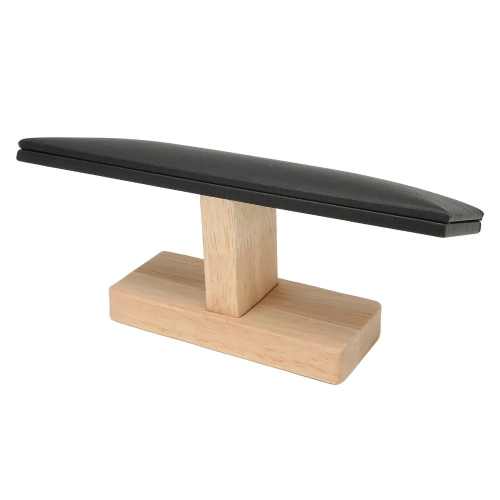 Black T Shape Bracelet Display Stand Solid Wood, Leather 20*6cm Black Leather Wooden Jewelry Rack