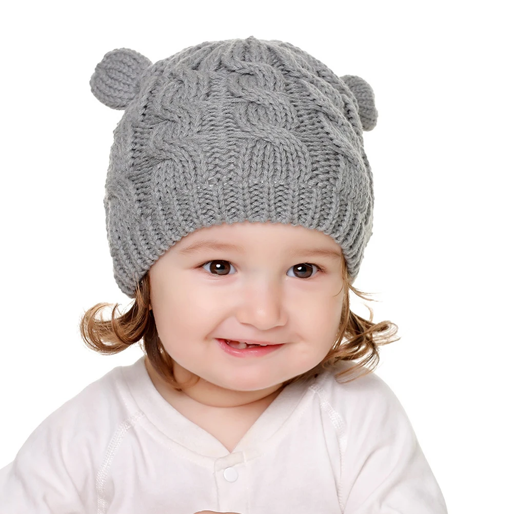

1 set Baby Hat Gloves Set Infant Knitted Cap Winter Warm Accessories For Kids Newborn Skin-Friendly Comfortable Gift Lovely