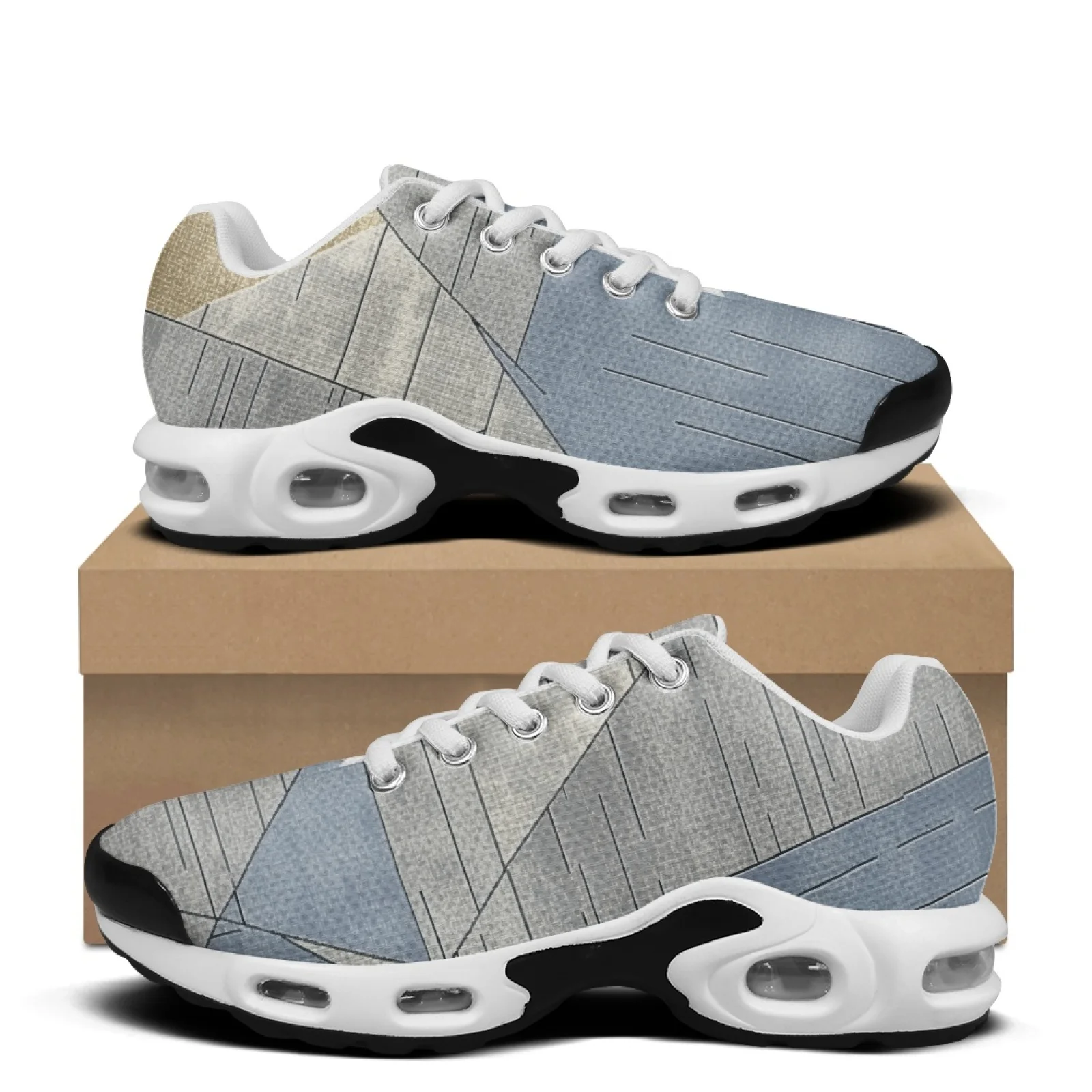 

XIXIRIMIDO Retro Geometric Air-Cushioned Sneakers Women's Running Shoes Men's Commuter Shoes Lightweight Breathable Soft 36-48