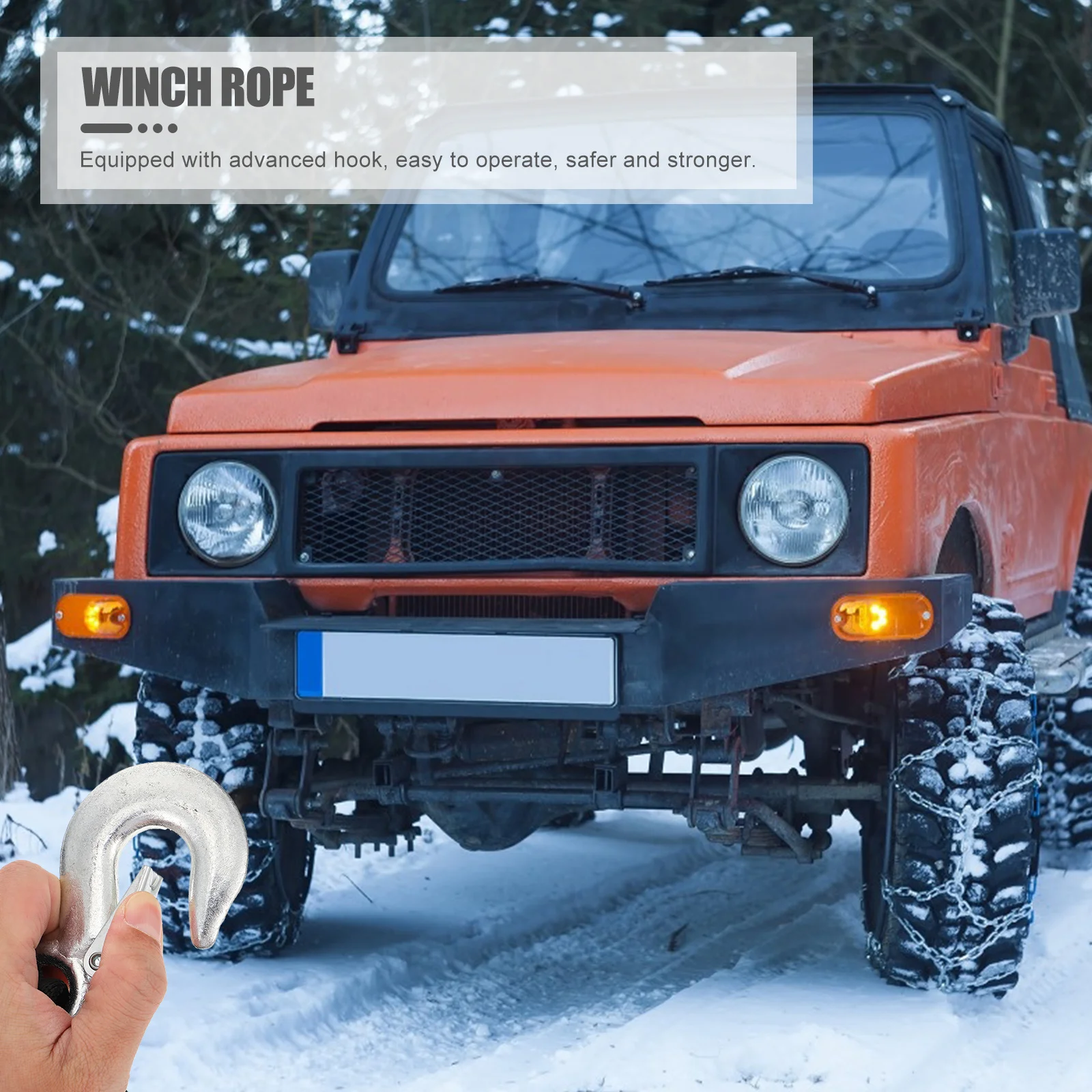 

1Pcs Winch Rope with Hook Strong Steel Polyester Trailer Tow Rope Emergency Safety Strap Durable Practical Winch Strap