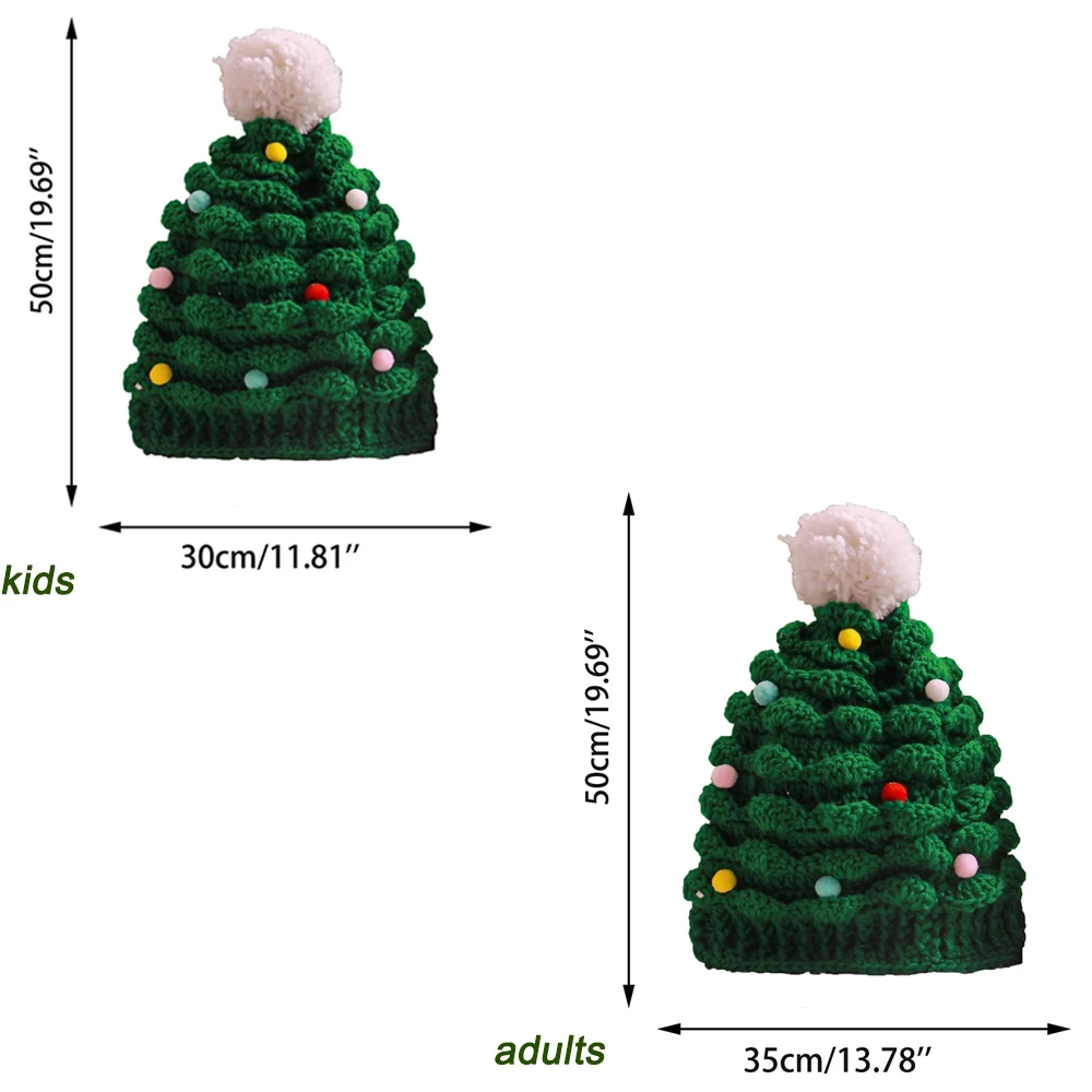 Christmas Knitted Hat Home Christmas Party Adults Kids Creative Pine Tree Shape Christmas Hat Comfy Warm Pullover Hat for Gift view 5