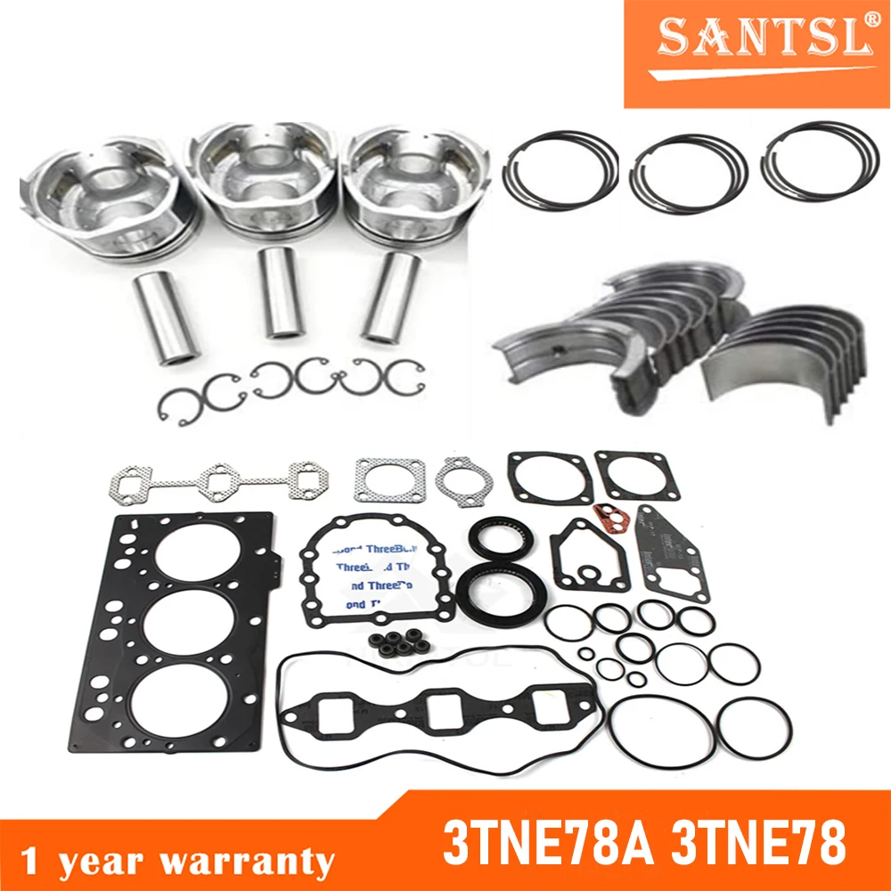 

Overhaul Rebuild Kit 3TNE78A 3TNE78 For Yanmar Engine Piston Ring Gasket Bearing Auto Parts