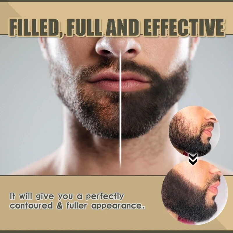 Beard Pencil Filler for Men with Brush Set Waterproof Sweatproof Long Lasting Natural Finish Beard Moustache Eyebrow