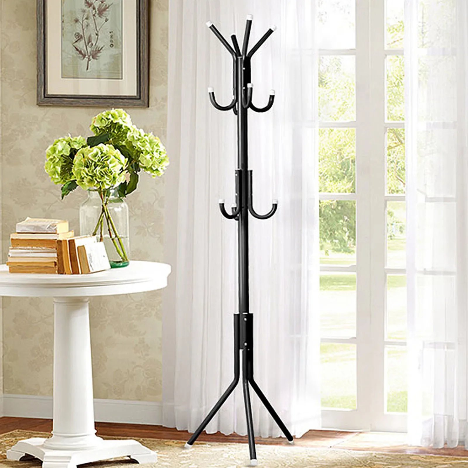 Coat Clothes Stand Coat Hat Tree Stand Multi Hook Metal Coat Hat Rack Tree Stand Clothes Bag Hanger Organizer for Home Bedroom