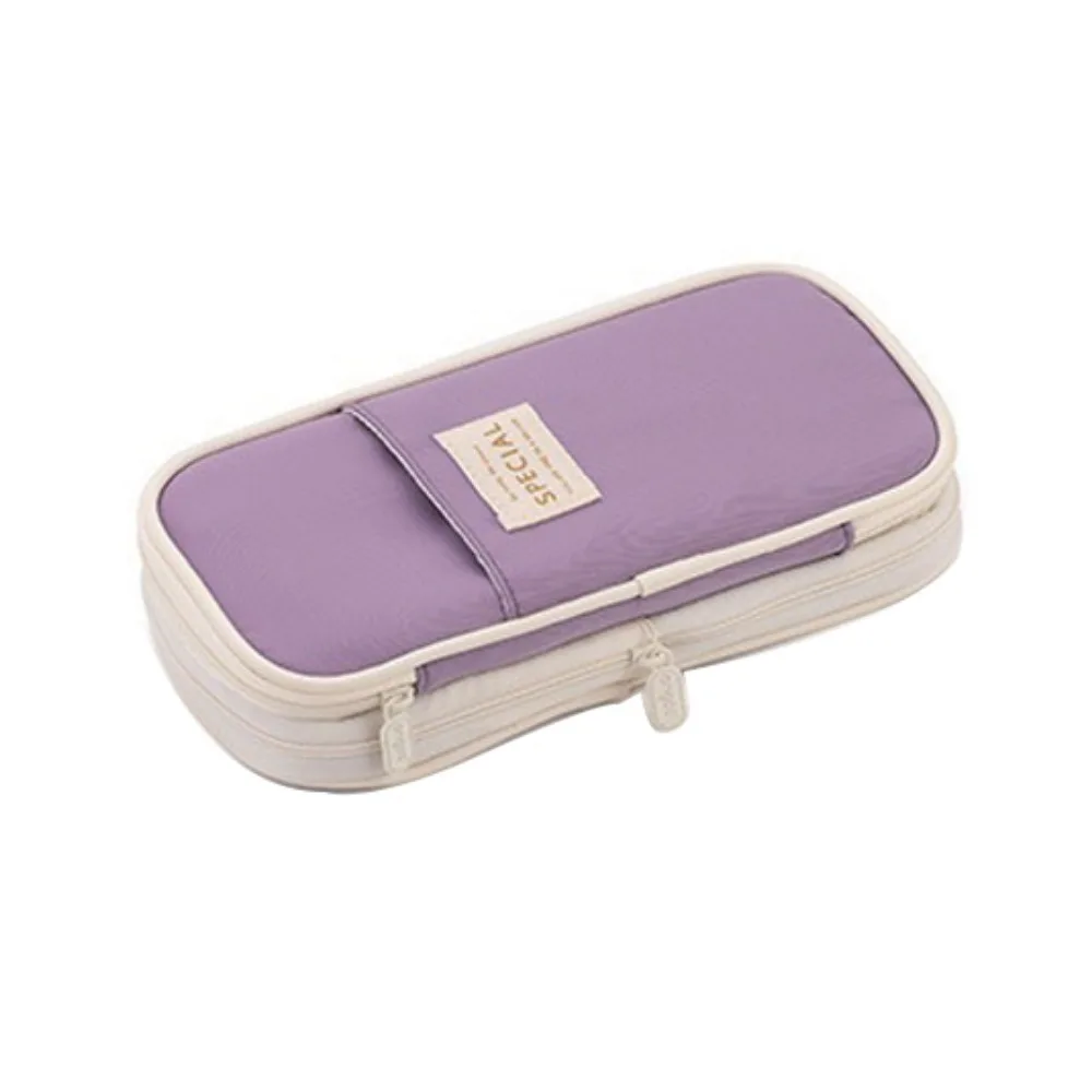 

Macaroon Kawaii Pencil Cases Retractable Large Capacity Pencil Holder Box Double Zip Stationery Box Gift Organizer