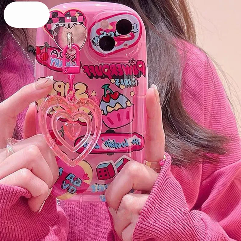 Graffiti Love Heart 3D Pendant Case For iPhone 14 13 15 Pro Max 11 12 Mini 14 Plus XS Max XR X 7 6 6S 8 Plus SE TPU Phone Cover