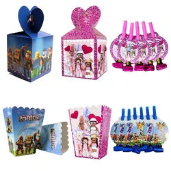 6pcs Roblox Candy Popcorn Box Blowout Horn Cookies Chocolate Snacks Boxes Kids Boy Birthday Party Girl Game Popcorn Box Supplies