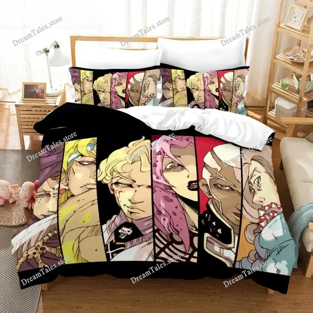 Exquisite 3D Anime JoJo Bizarre Adventure Jotaro Kujo Print Bedding Set Duvet Cover Comforter Bed Youth Kids Girls Boys Gift