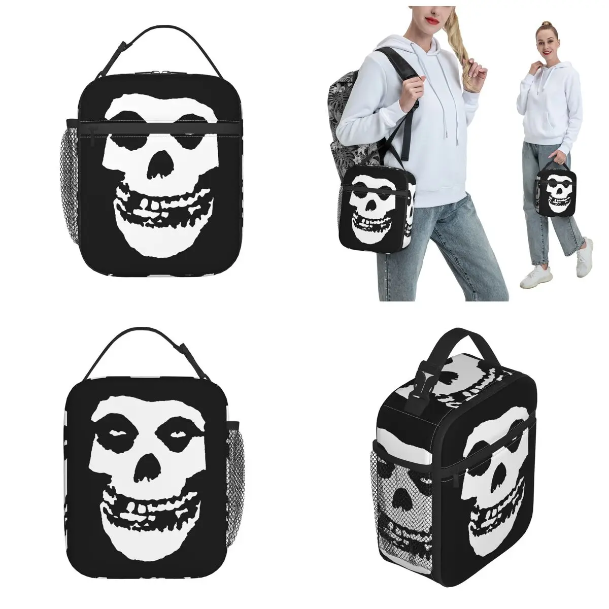 Skull Misfits Insulated Lunch Bag Thermal Bag Reusable Large Tote Lunch Box for Men Women Office Picnic