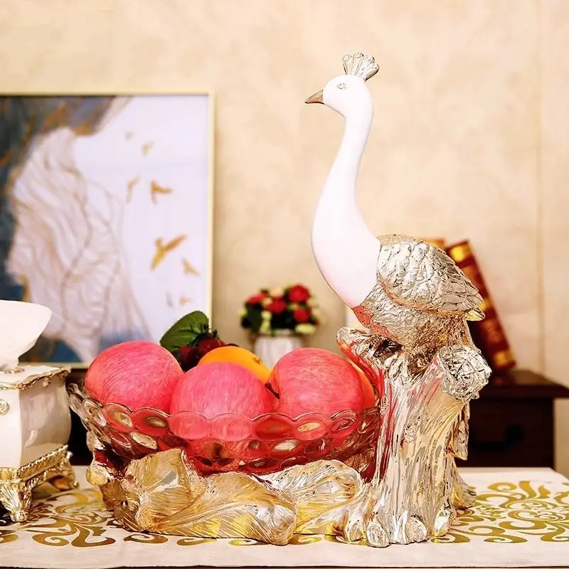 European home decoration creative peacock fruit plate ornament desktop storage living room dining room craft art gifts
