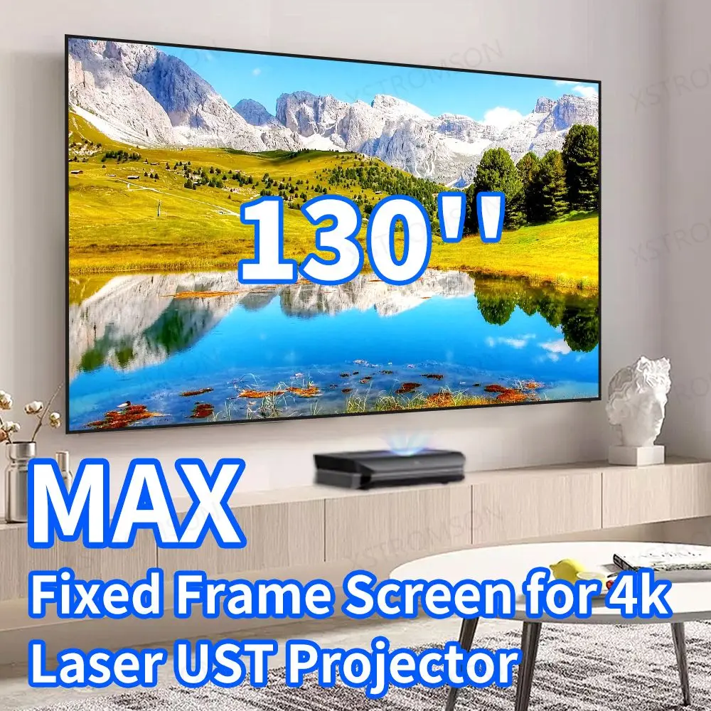 

130 inch PET Crystal CBSP 8K UST ALR CLR Fixed Frame Projector Screen Living Room Ambient Light Rejecting Laser Projector Screen