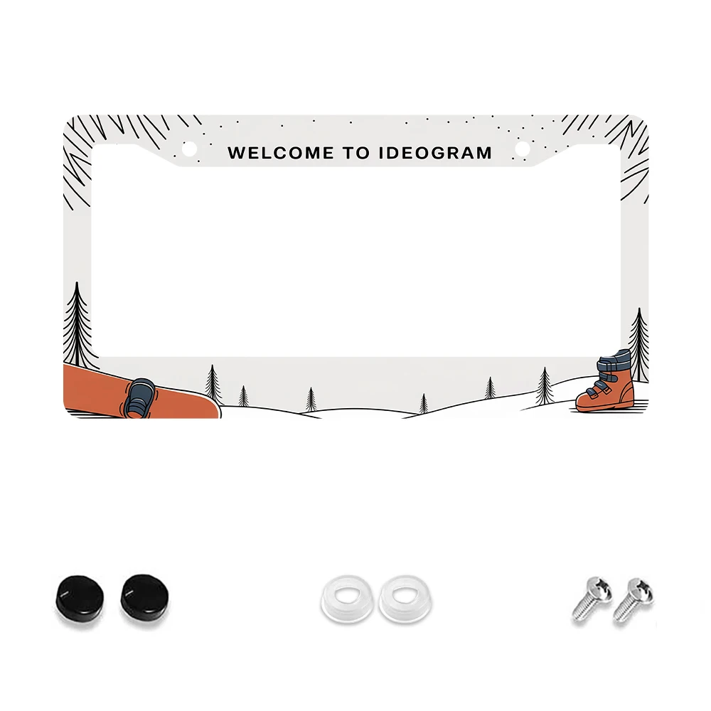 

1pc Retro Orange Snowboard Pattern 2-Hole License Plate Frame, Aluminum Material, 6x12 Inches with Screw Kit