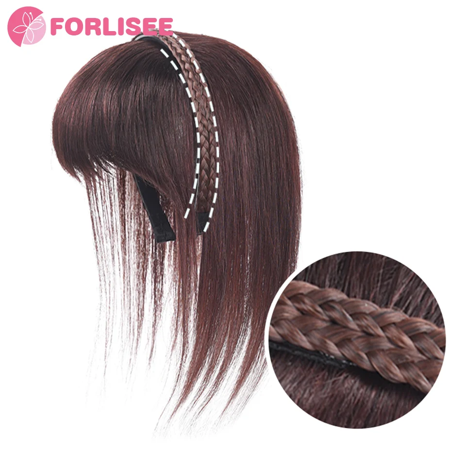 FOR Braid Headband Bangs Synthetic Bangs Hair Extension Fake Fringe Natural Hair Clip on Hairpieces for Women Invisible Natural