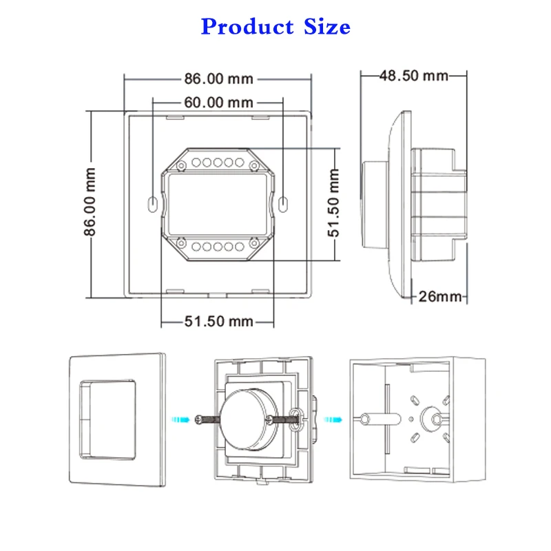 KL Rotary Panel 0-10V LED Dimmer AC110V  220V High voltage input/relay output support push and long push Dimming range 0 -100%