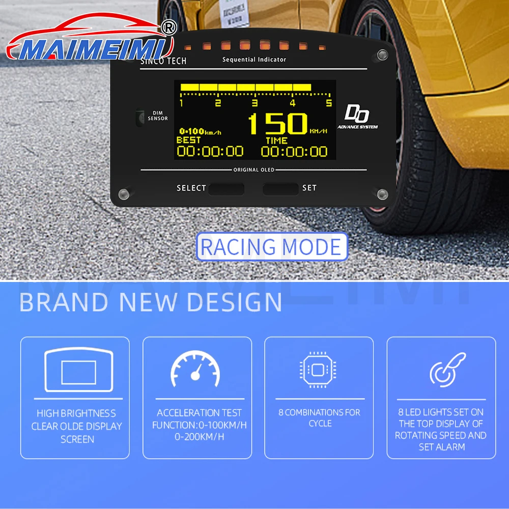 

10 в 1 гоночные панели приборной панели, светодиодный цифровой дисплей, полный комплект датчиков, автомобильная многофункциональная приборная панель, подходящая для автомобиля 12 В