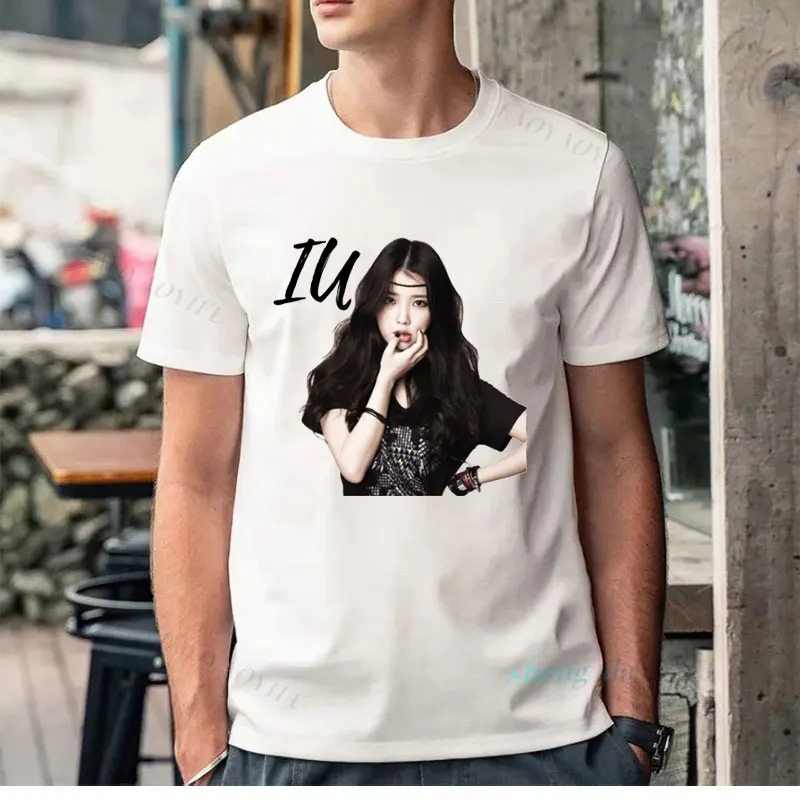 New Style Camisetas K-pop Popular Shirts Lee Ji Eun Retro T-Shirt IU Uaena Fans Tees Korean Cheap Outfit Short Sleeve Tee Top